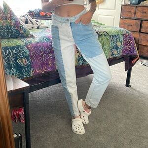 Patchwork mom jeans